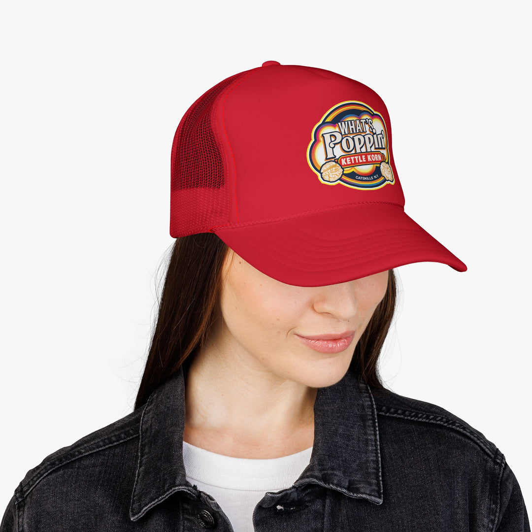 What’s Poppin’ Kettle Korn™ Trucker Hat — Vintage Mesh Snapback Cap | Classic Catskills Merch