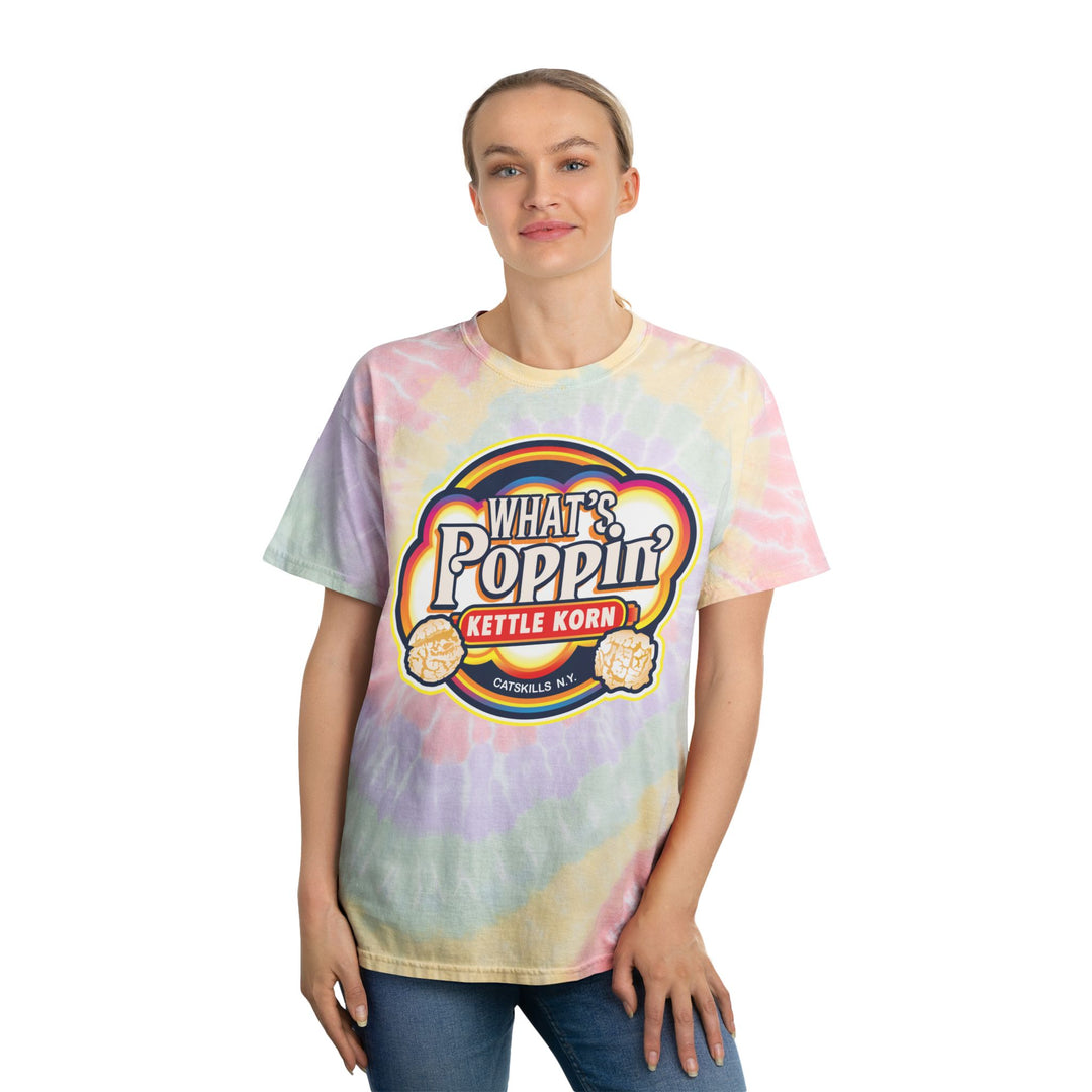 What’s Poppin’ Kettle Korn™ Tie-Dye T-Shirt — Retro Festival Tee | Unisex 100% Cotton