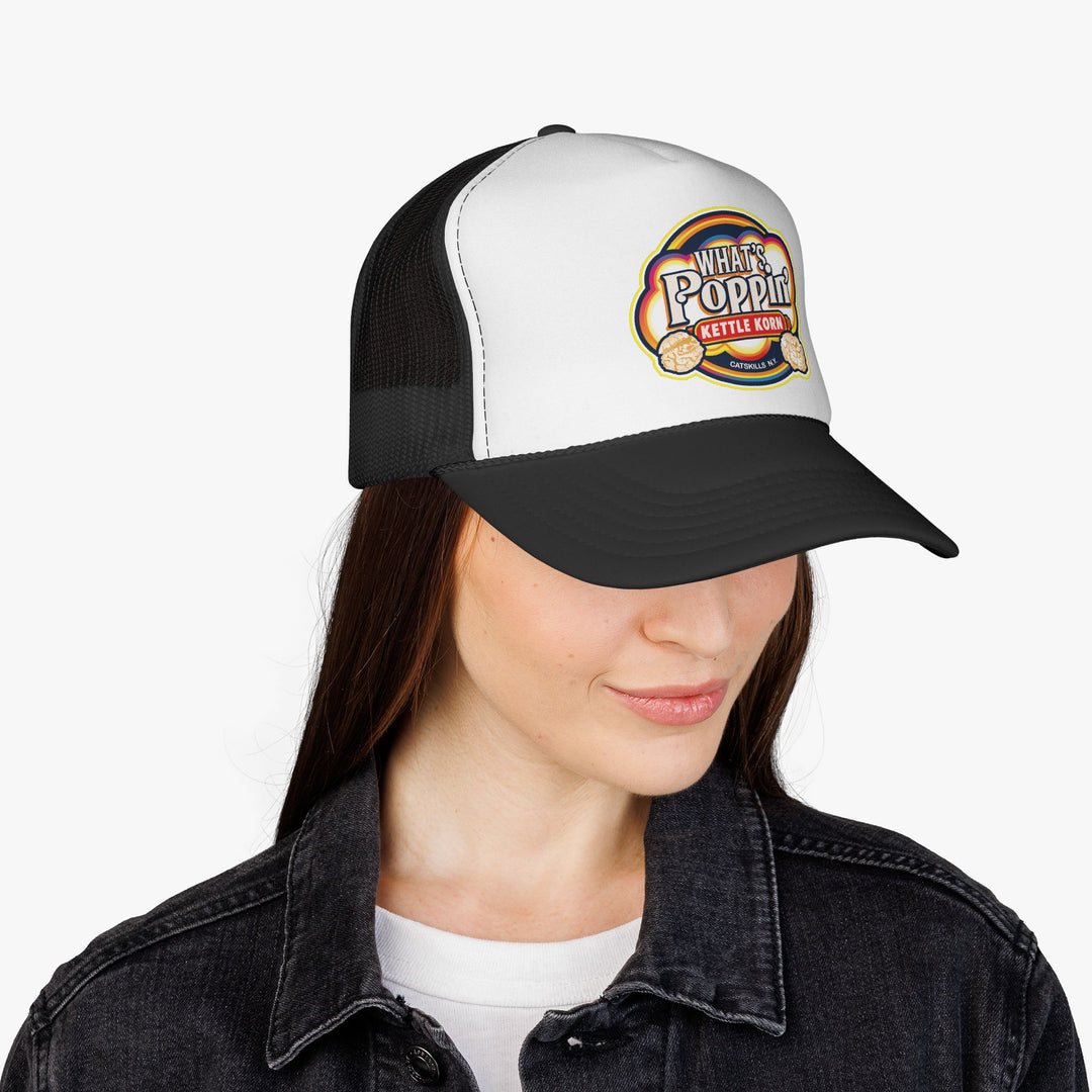 What’s Poppin’ Kettle Korn™ Trucker Hat — Vintage Mesh Snapback Cap | Classic Catskills Merch