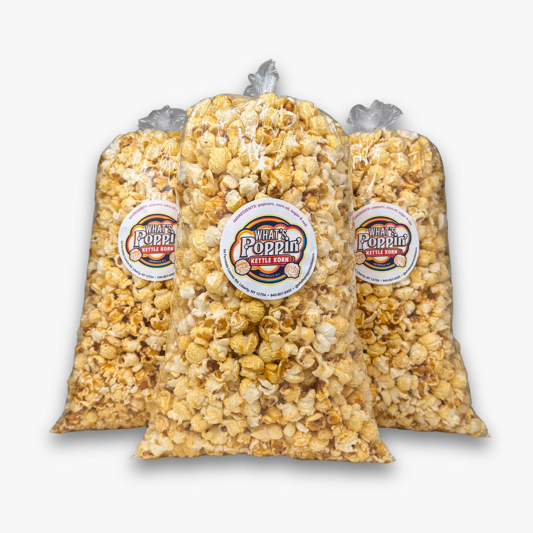 What’s Poppin’ Kettle Korn – 3 Pack Bundle (3 × 18 oz Family Bags) | Hand-Popped Sweet & Salty Kettle Corn from the Catskills