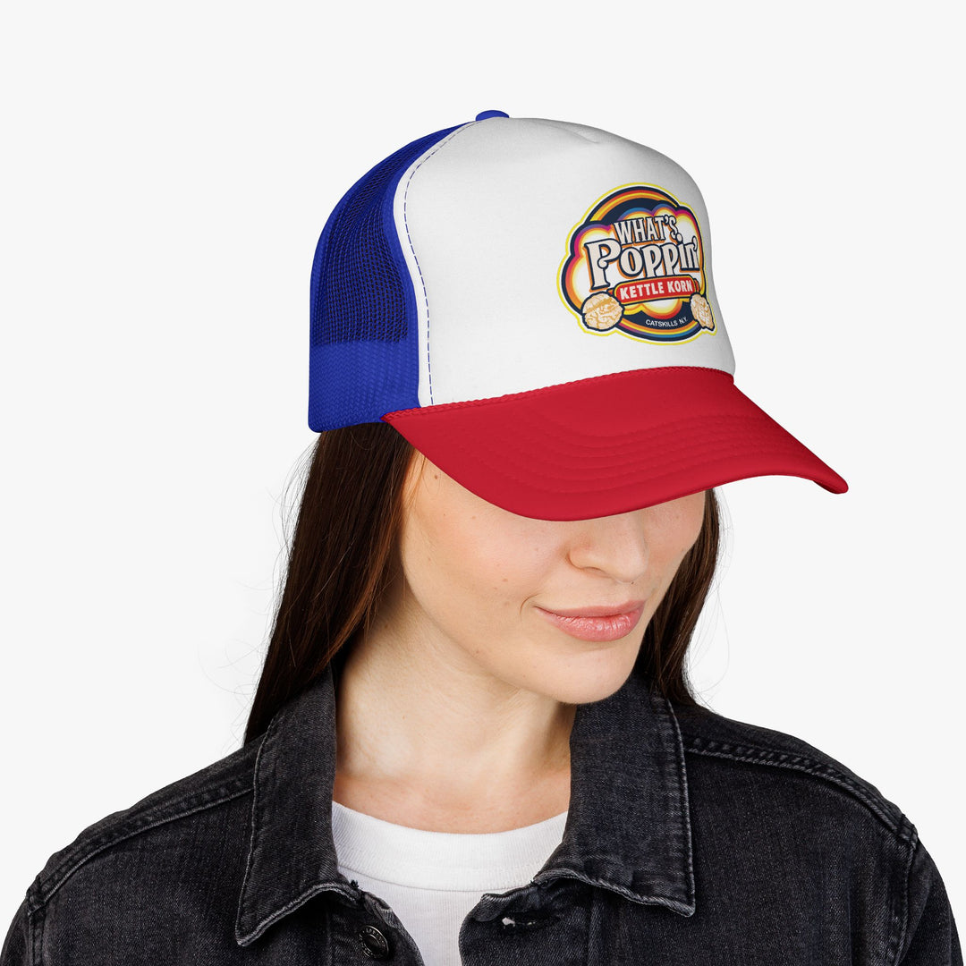 What’s Poppin’ Kettle Korn™ Trucker Hat — Vintage Mesh Snapback Cap | Classic Catskills Merch
